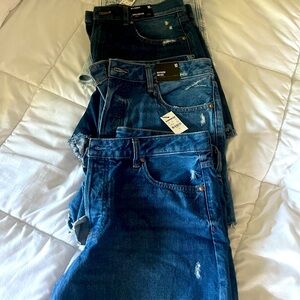 Four pairs of ladies express jeans, shorts